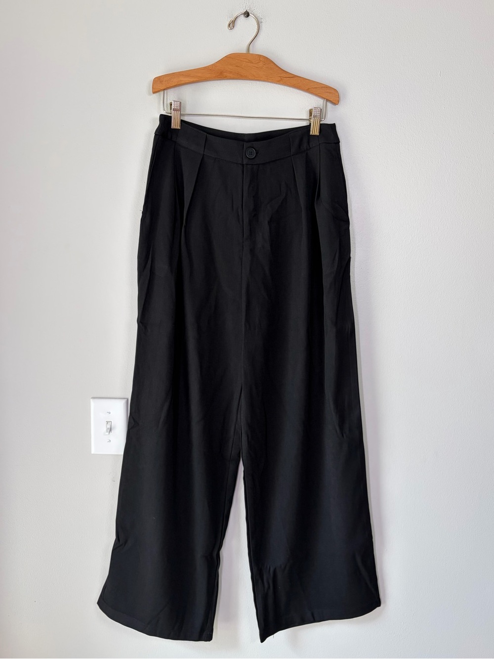 Cider Black Pleated Wide Leg Trousers